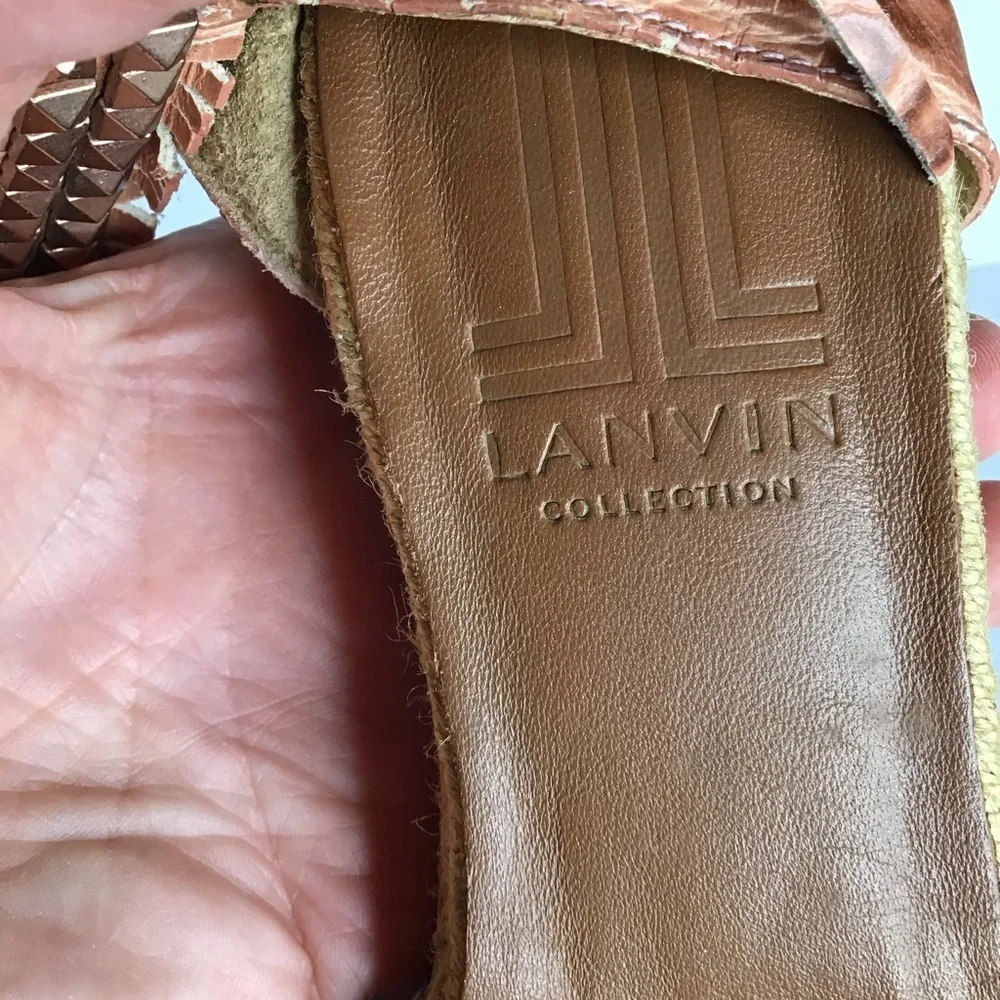 Lanvin Collection By Luxury‎ Fashion House - Leather Espadrille Sandals Zip Back
